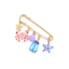 Multi Color Ocean Safety Pin Gold Enamel Brooch For Women