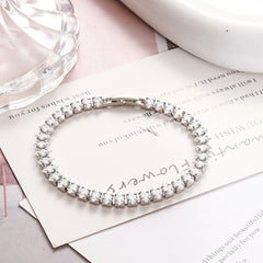 White Tennis Style Silver Plated CZ Anti Tarnish Brass Bracelet