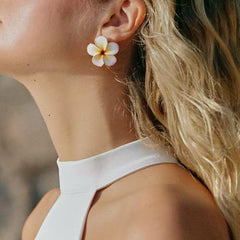 Designer Floral Sun & Moon Mismatch Gold Plated Enamel Drop Earrings
