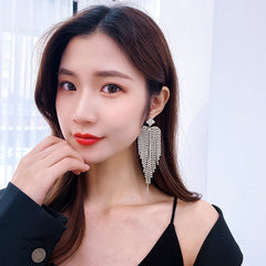 Heart Clover 18K Gold Silver Plated Rhinestones Anti Tarnish Dangler Long Tassel Earrings For Women Group5