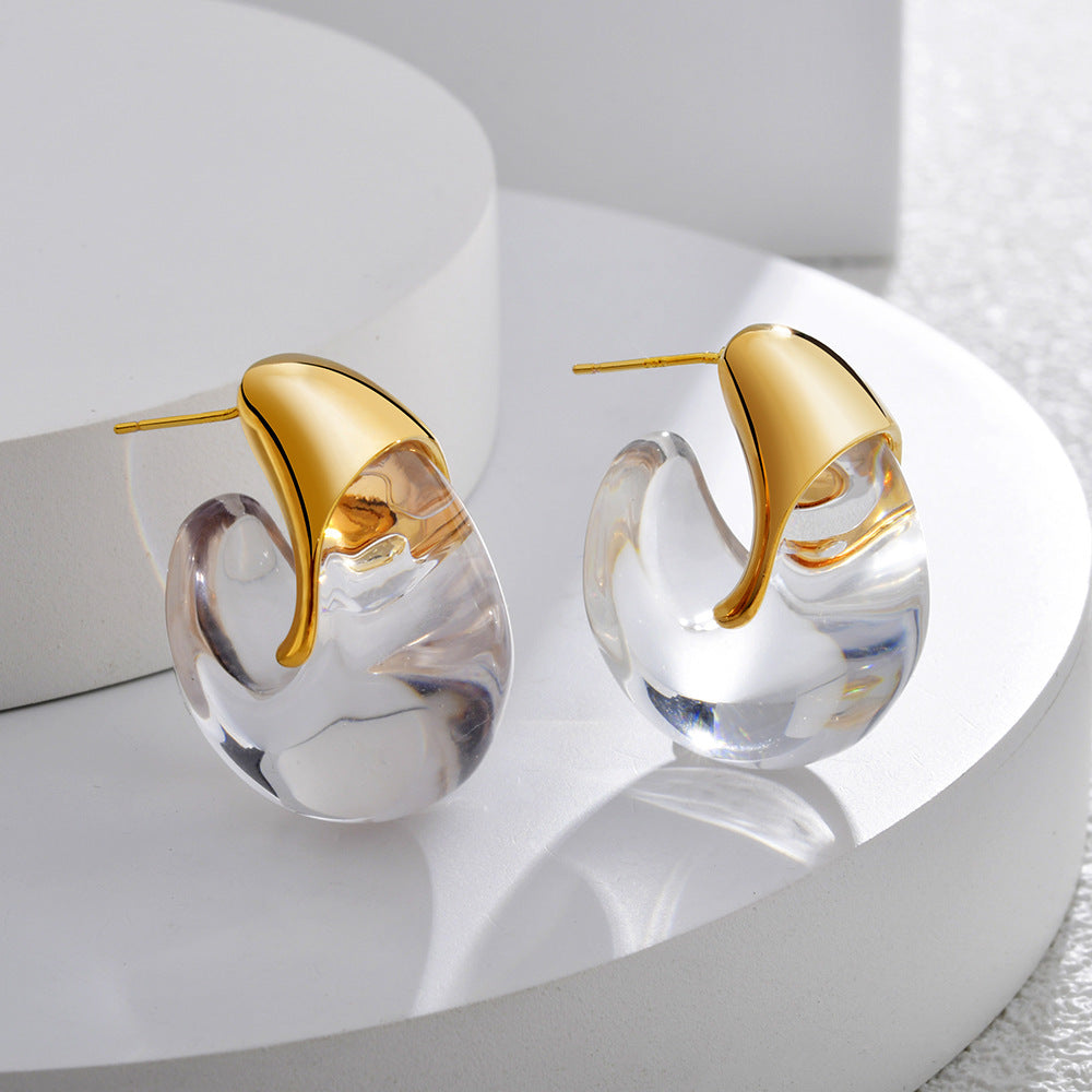 Gold Silver Chunky Shape Plain Copper Hoop Earrings For Women