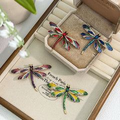 Multi Color Dragonfly Gold Cubic Zirconia Brooch For Women