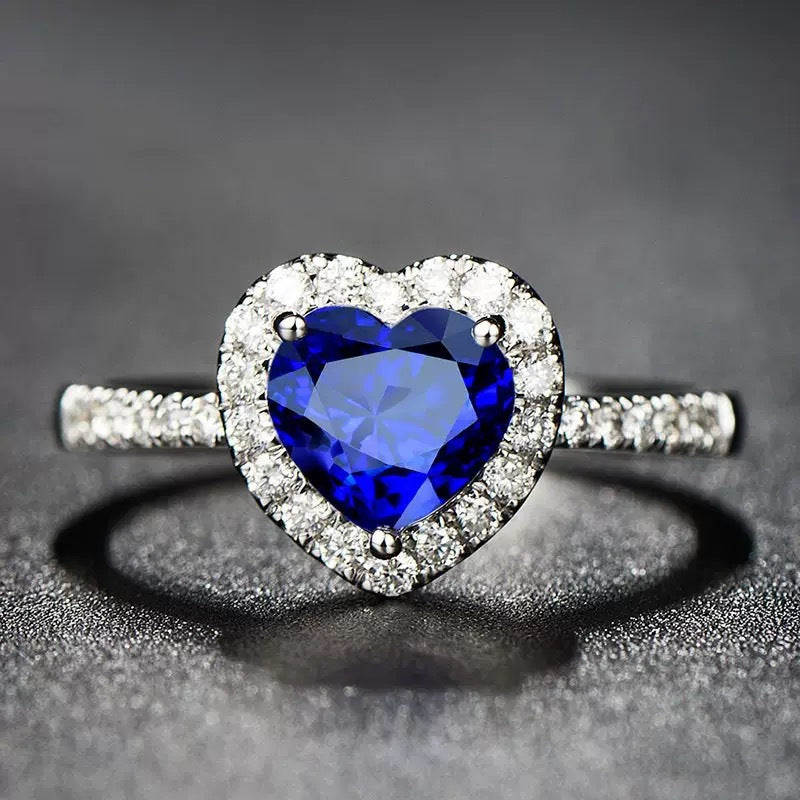 Love Heart Solitaire CZ Silver Anti Tarnish Free Size Ring