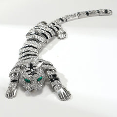 Premium Tiger Design Gold Silver Plated CZ Copper Anti Tarnish Brooch
