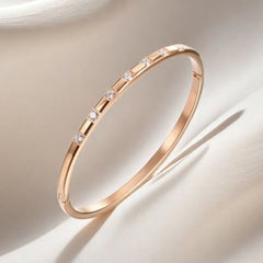 Square Shape Stone Rose Gold Plated CZ Stainless Steel Cuff & Kada