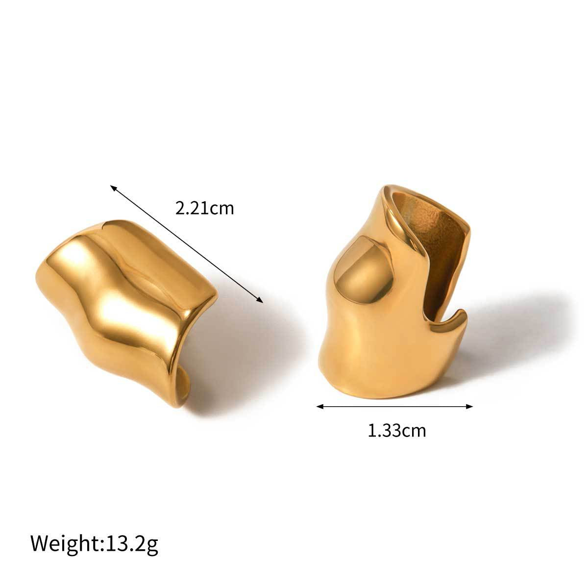 Two Tone 18K Gold Silver Stainless Steel Anti Tarnish Ear Cuff Earring For Women