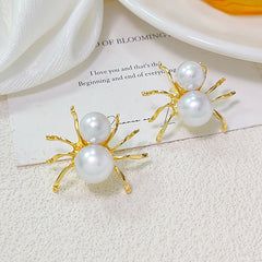 Spider Pearl 18K Gold Anti Tarnish Stud Earring For Women