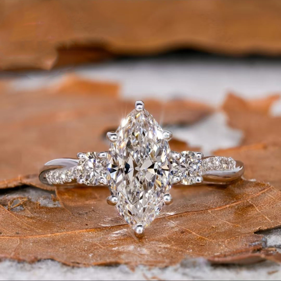 Oval Solitaire Silver Cubic Zirconia Anti Tarnish Ring For Women