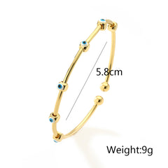 Evil Eye Gold Plated Beads Anti Tarnish Copper Cuff & Kada For Women
