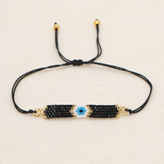 Black Evil Eye Gold Plated Thread Bracelet  For Women