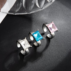 Designer Multi-Color Square Cut Silver Plated Rhinestone Toe Ring