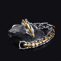 Dragon Head 18K Gold Silver Bracelet For Men