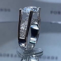 Dimond Solitaire Cubic Zirconia Silver Anti Tarnish Ring For Women