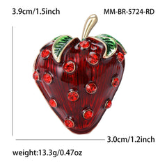 Red Strawberry Gold Rhinestone  Alloy Brooch For Women