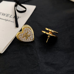 Heart 18K Gold Silver Cubic Zirconia Anti Tarnish Stud Earring Pair For Women