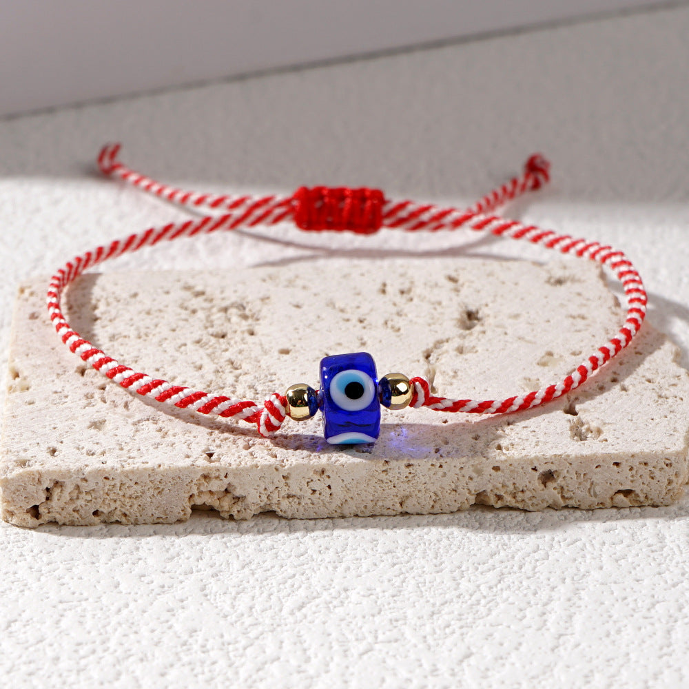 Multi Color Evil Eye Sqaure  Beads Bracelet Wrist Wear For Women