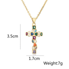 Rosery Cross Over Rainbow 18K Gold Plated Anti Tarnish Necklace Pendant Chain For Women
