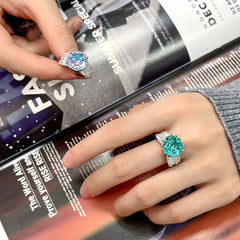 Rose Solitaire Cubic Zirconia Silver Anti Tarnish Adjustable Ring For Women