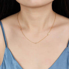 Initial Alphabets Letters 18K Gold Cubic Zirconia Stainless Steel Anti Tarnish Necklace For Women