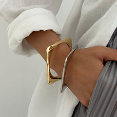 Geometric Style Gold Silver Plated Plain Alloy Cuff & Kada For Women