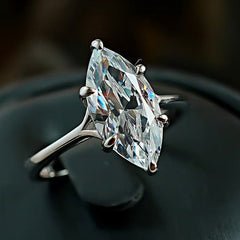 Gold Silver Marquise Cut Cubic Zirconia Copper Adjustable Ring For Women