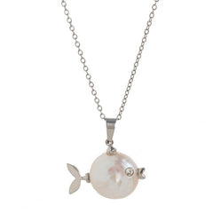 Ocean Round Pearl Shape Fish 18k Gold Silver Stainless Steel Anti Tarnish Necklace Pendant Chain For Women