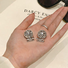 Luxury Openwork Ball Gold Silver CZ Anti Tarnish Copper Stud Earrings