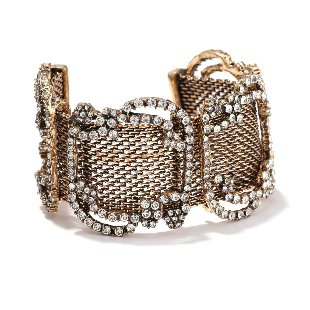 Designer Wide Mesh Link Gold Silver Plated Bracelet For Women
