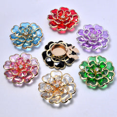 Multi Color Designer Flower Style Gold Crystal Brass Button Cover