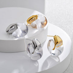 Gold Silver Chunky Shape Plain Copper Hoop Earrings For Women