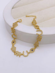 Evil Eye & Hand Charm Gold Silver CZ Anti Tarnish Copper Bracelet