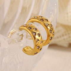 Moon Star Heart 18K Gold CZ Hoop Stainless Steel Earring