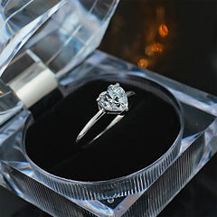 Gold Silver Heart Cubic Zirconia Copper Adjustable Ring For Women