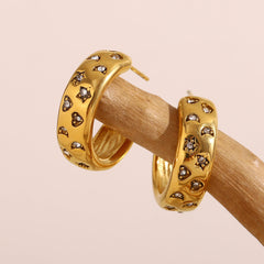 Moon Star Heart 18K Gold CZ Hoop Stainless Steel Earring