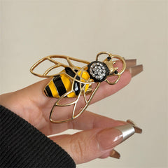 Yellow Black Honeybee Gold Rhinestone Adjustable Fancy Ring