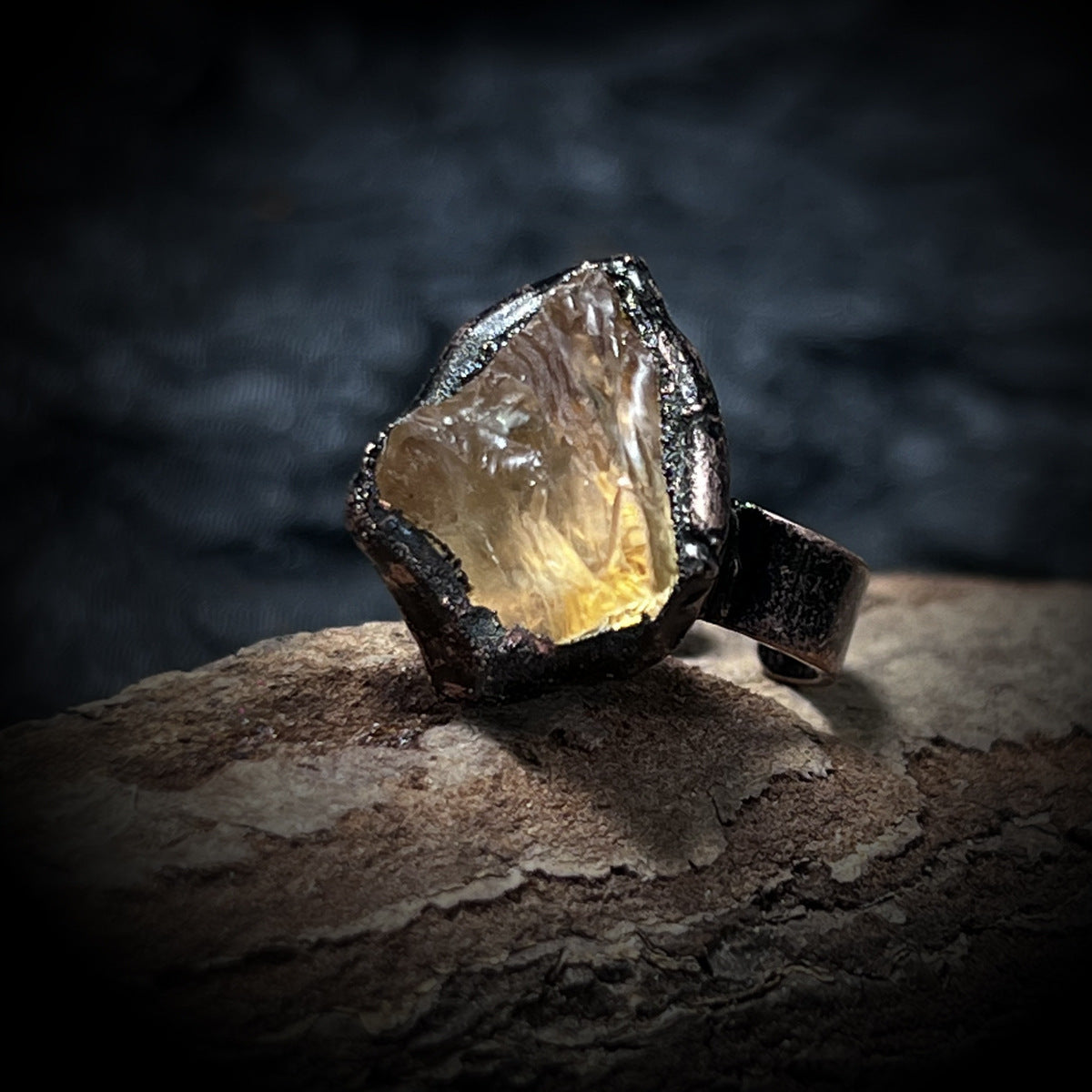 Rows Tone Black Gemstone Crystal Adjustable Ring For Women