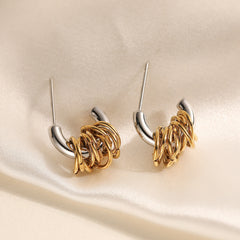 Gold Silver Modern Knot Anti Tarnish Copper Drop Earrings For Women