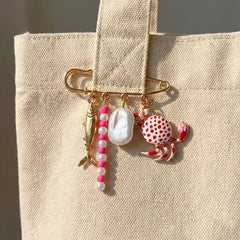 Multi Color Fish,Crab,Pearl,Safety Pin Gold Enamel Brooch For Women