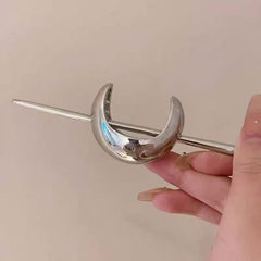 Minimalist Crescent Moon Silver Plated Alloy Hair Accessories For Women