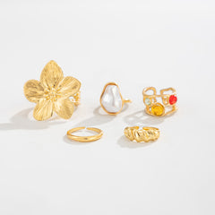 Designer Multi-Color Gemstone Gold Silver Pearl Rhinestone Toe Ring