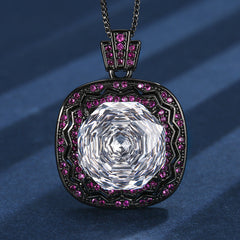 Geometric shape Black Maroon Red Anti Tarnish Pendant Ring Set For Women