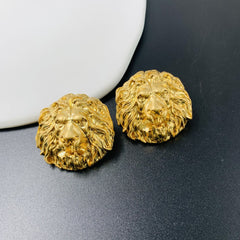 Lion Head 18K Gold Anti Tarnish Stud Earring For Women