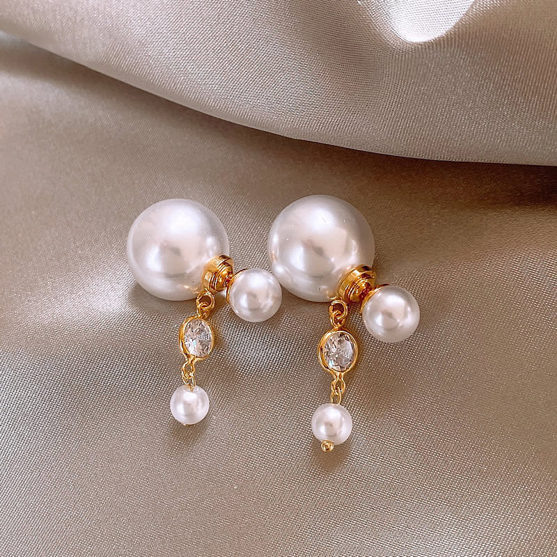 Pearl Cubic Zirconia 18K Gold White Anti Tarnish Stud Drop Earring For Women