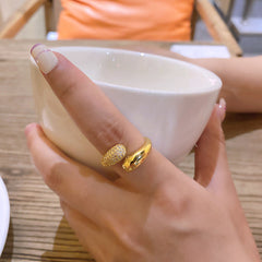 Wrap Design Gold Silver CZ Copper Anti Tarnish Adjustable Fancy Ring