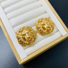 Lion Head 18K Gold Anti Tarnish Stud Earring For Women