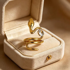 Designer Serpent Style Gold Silver CZ Copper Adjustable Ring For Women