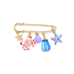 Multi Color Ocean Safety Pin Gold Enamel Brooch For Women