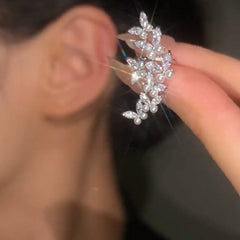 White Gold Plated CZ Anti Tarnish Copper Ear Cuff Earrings For Women