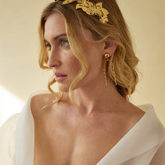 18K Gold Anti Tarnish Stainless Steel Ball Layer Tassel Dangler Earrings For Women