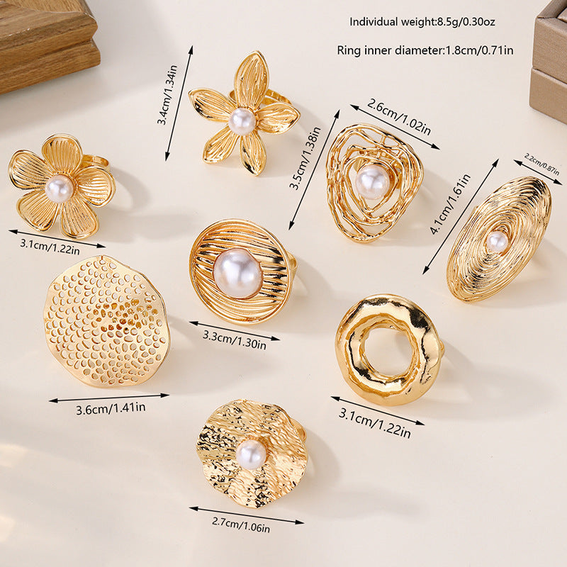 Filigree Pearl 18K Gold Plated Anti Tarnish Free Size Ring For Women